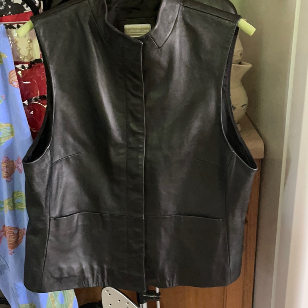 Coldwater Creek Black Leather Vest
